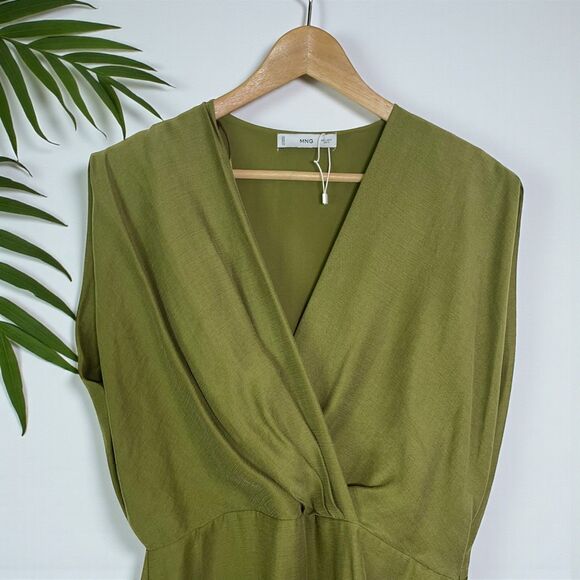 ๐ MNG | Mango Lyocell Draped Wrap Dress - Picture 7 of 10